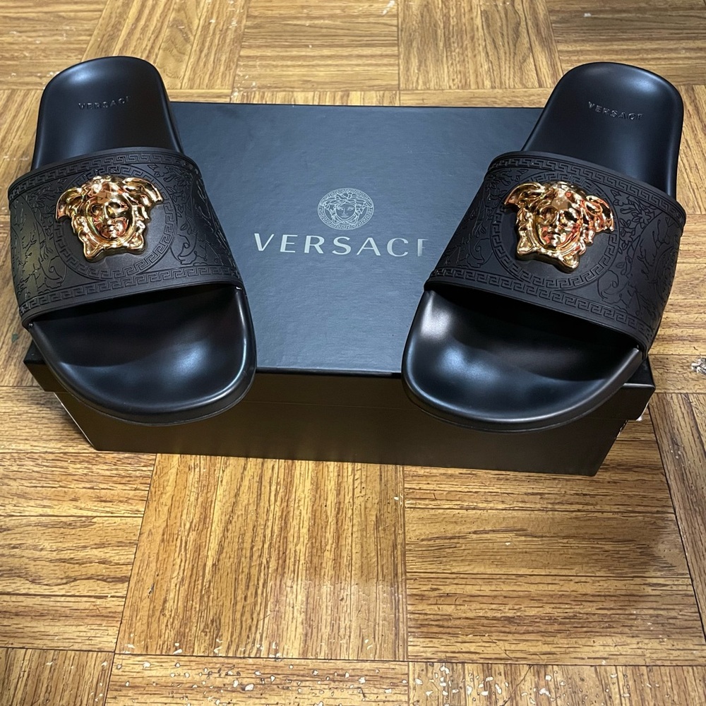 Versace Black and Gold Slides